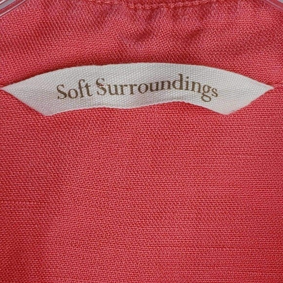 Soft Surroundings Ballard Blouse Top Linen Blend Sunset Coral Womens Large - Picture 10 of 10